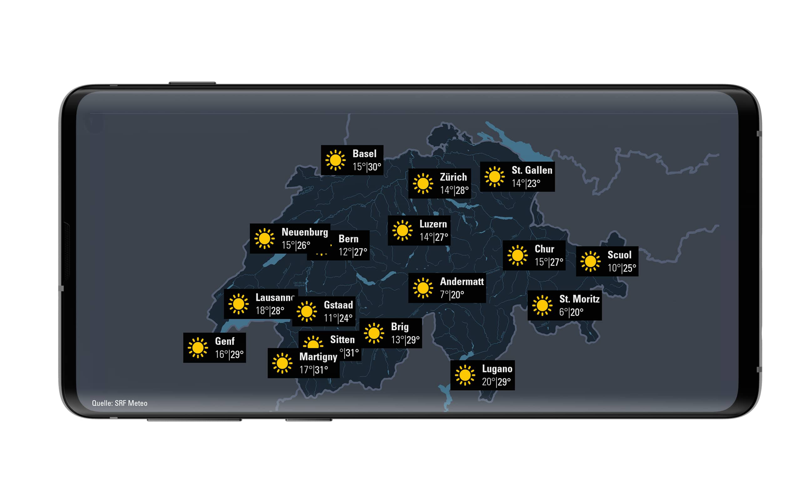 Prévisions météorologiques chaleur été Suisse sans GPS