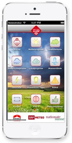 Wetter-Alarm App mit neuen Kachelsystem 2011