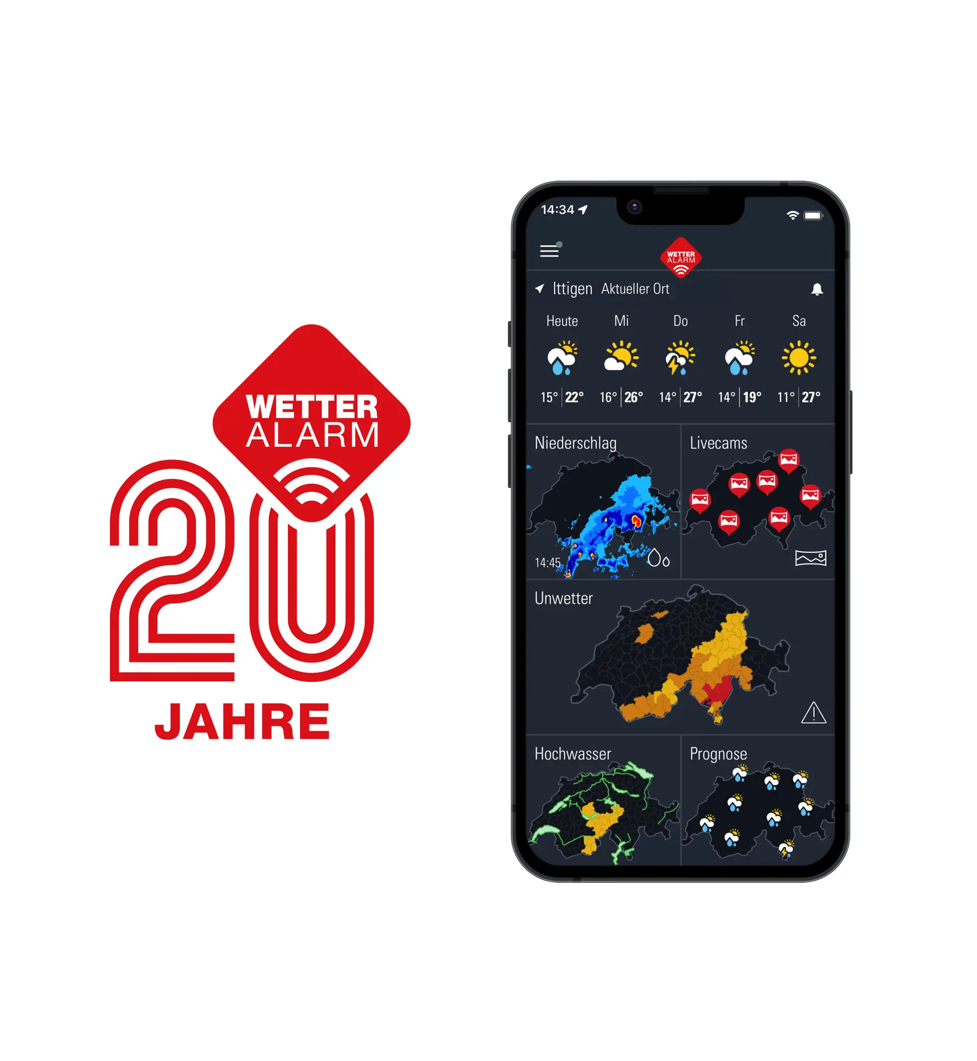 Wetter-Alarm Device mit Jubiläumslogo DE