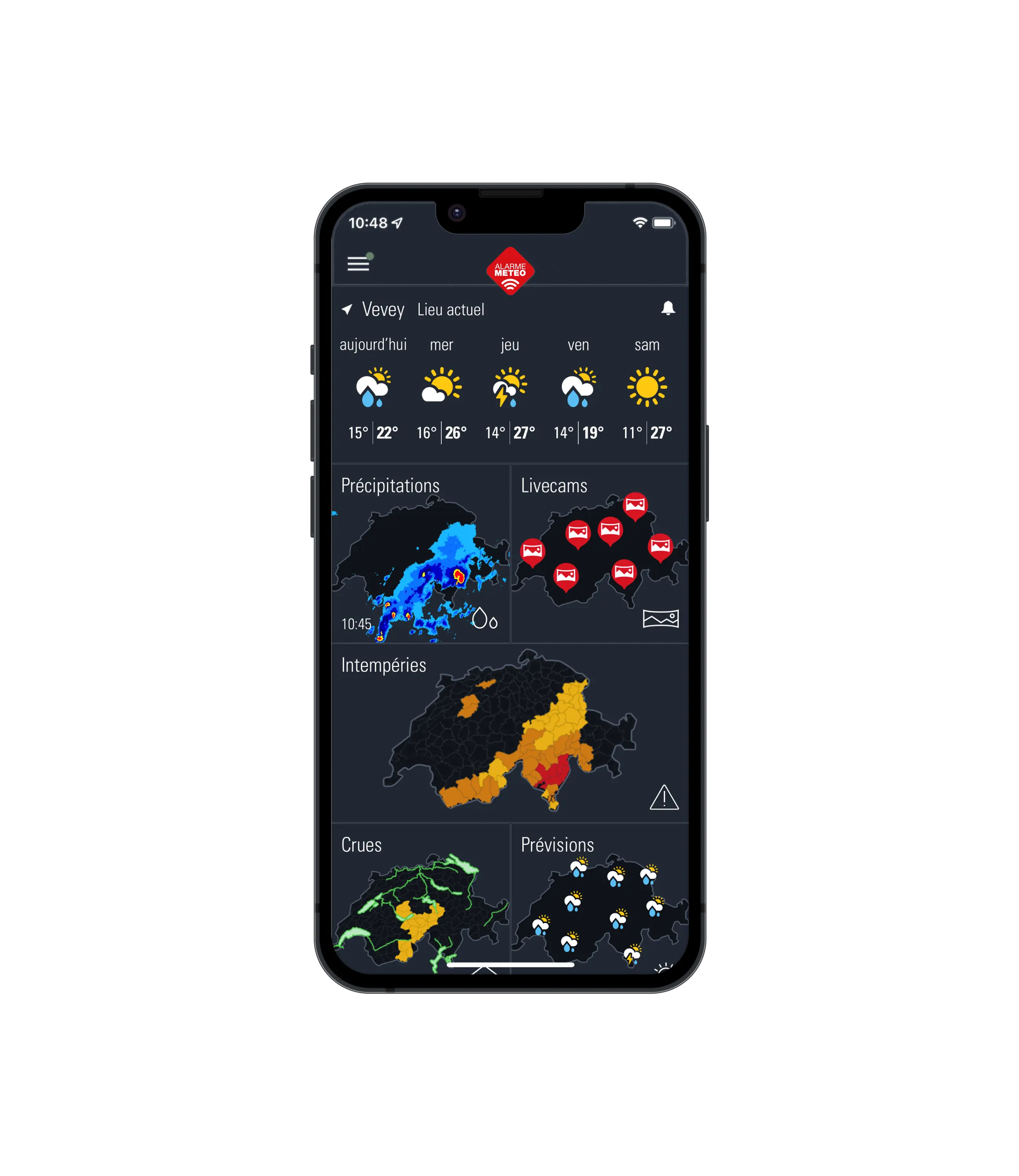 Wetter-Alarm Dashboard FR