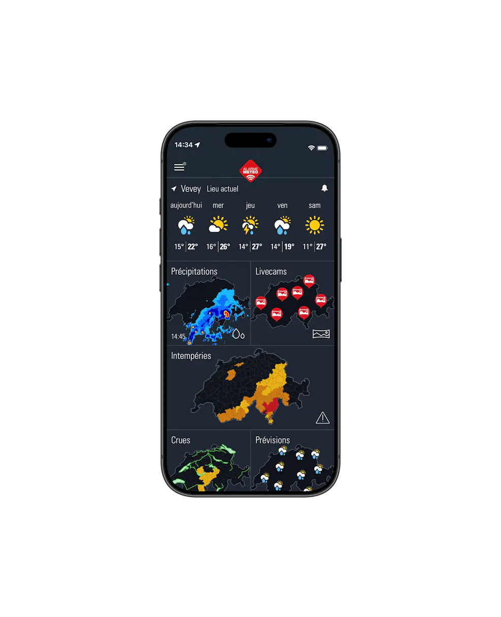 Alarme-Météo App – Homescreen