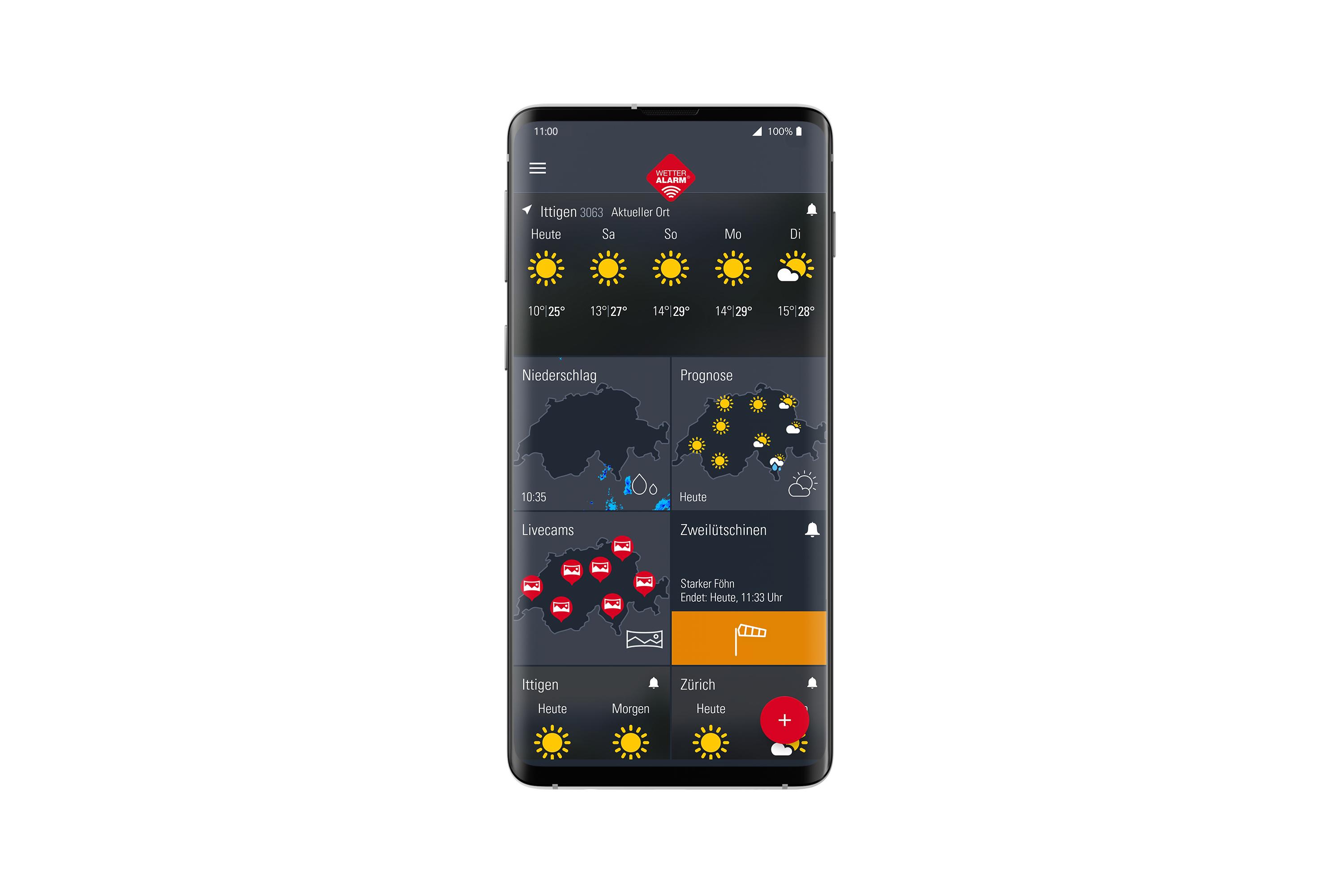 Wetter-Alarm App Dashboard IT