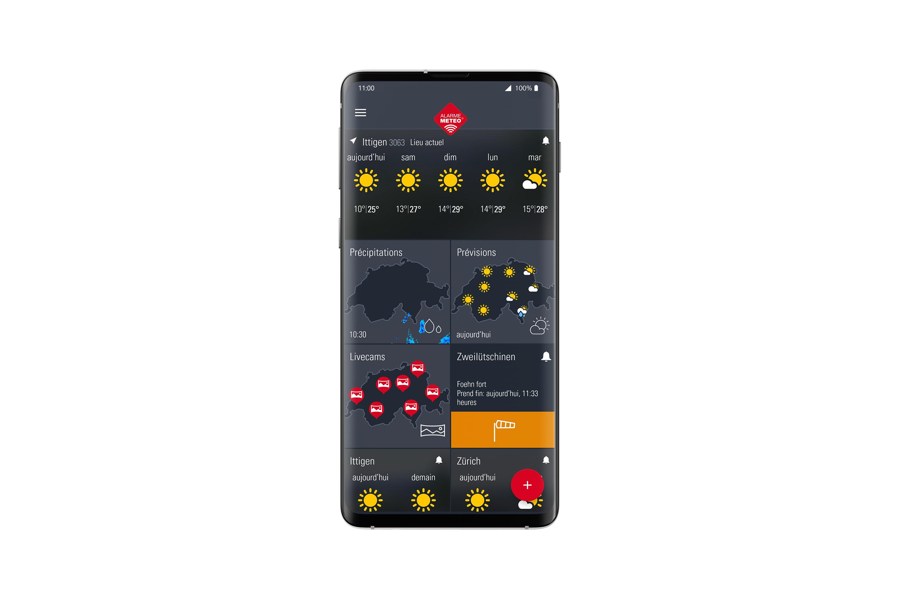 Wetter-Alarm App Dashboard FR